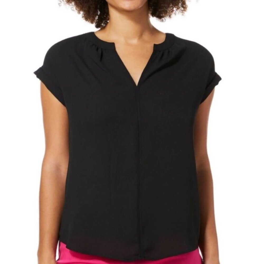 Philosophy Black Semi Sheer Blouse Small